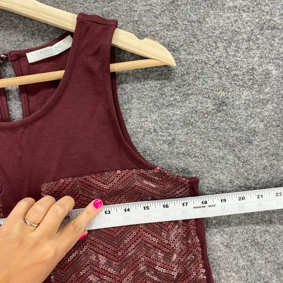 Piperlime Blouse Women S Small Red Sleeveless Hook & Eye Sequin Pockets Rayon - Picture 5 of 10